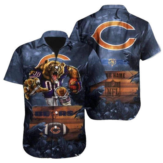Personalized Chicago Bears Majestic Bear Retro Hawaiian Shirt - Moonbestprint