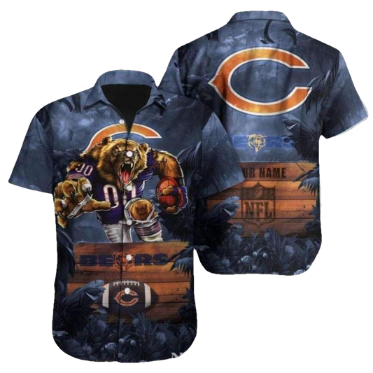 Personalized Chicago Bears Majestic Bear Retro Hawaiian Shirt - Moonbestprint