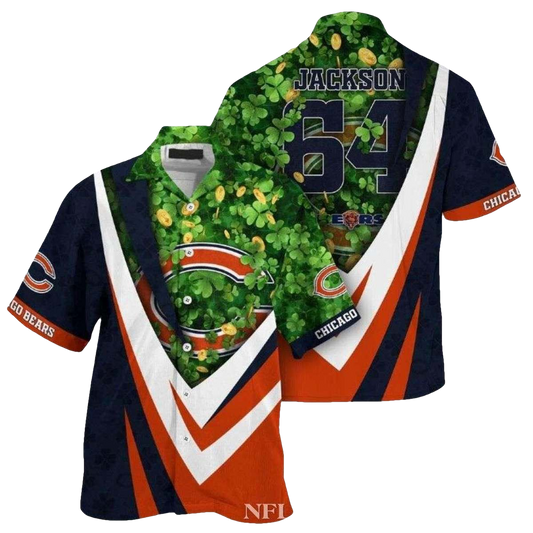 Personalized Chicago Bears Lucky Charm St. Patricks Day Hawaiian Shirt - Moonbestprint