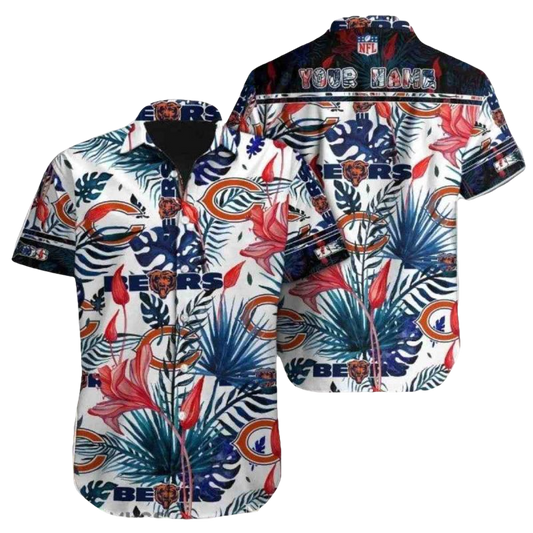Personalized Chicago Bears Logo Tropical Botanical Hawaiian Shirt - Moonbestprint