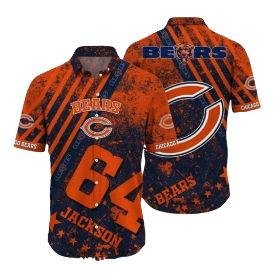 Personalized Chicago Bears Logo Vintage Orange Hawaiian Shirt - Moonbestprint
