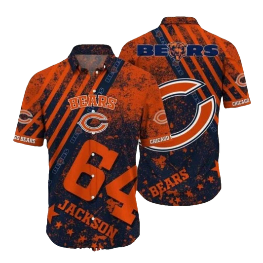 Personalized Chicago Bears Logo Vintage Orange Hawaiian Shirt - Moonbestprint