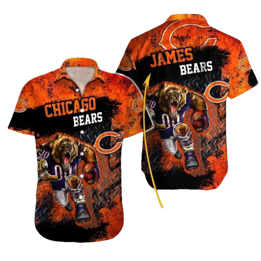 Personalized Chicago Bears Fierce Football Bear Graphic Hawaiian Shirt - Moonbestprint