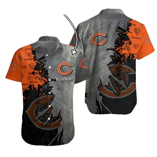 Personalized Chicago Bears Down Burst Grunge Splash Hawaiian Shirt - Moonbestprint