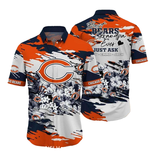 Personalized Best Bears Grandpa Ever Chicago Bears Hawaiian Shirt - Moonbestprint