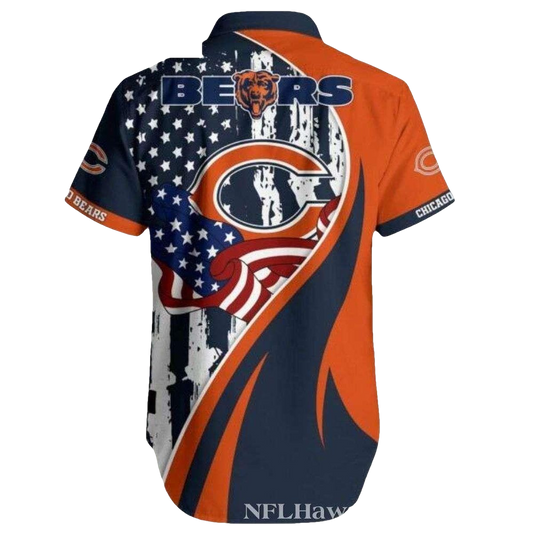 Patriotic Chicago Bears Wave Stripe Hawaiian Shirt - Moonbestprint