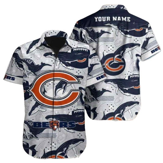 Monochrome Majesty Chicago Bears Hawaiian Shirt Sleek Animal Style - Moonbestprint