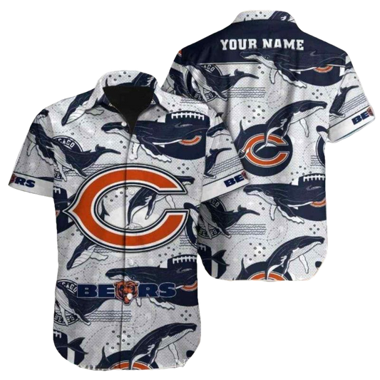 Monochrome Majesty Chicago Bears Hawaiian Shirt Sleek Animal Style - Moonbestprint