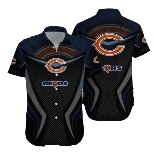 Modern Black And Blue Chicago Bears Hawaiian Shirt For Game Day - Moonbestprint