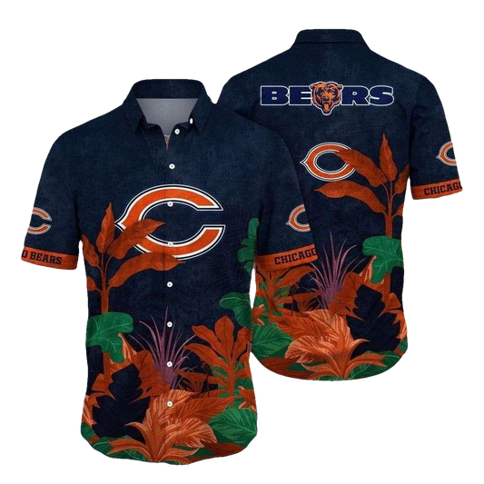 Midnight Tropics Chicago Bears Hawaiian Shirt - Moonbestprint