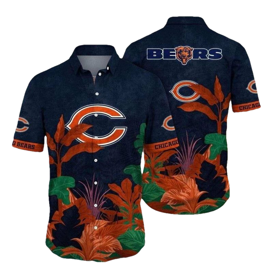 Midnight Tropics Chicago Bears Hawaiian Shirt - Moonbestprint