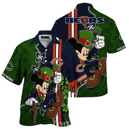Mickeys Shamrock Blitz Chicago Bears Hawaiian Shirt - Moonbestprint