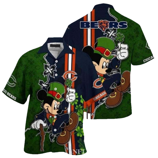 Mickeys Shamrock Blitz Chicago Bears Hawaiian Shirt - Moonbestprint