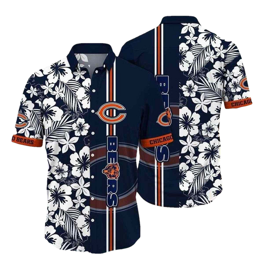 Midnight Floral Lineup Chicago Bears Tropical Hawaiian Shirt - Moonbestprint