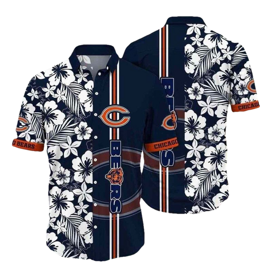 Midnight Floral Lineup Chicago Bears Tropical Hawaiian Shirt - Moonbestprint