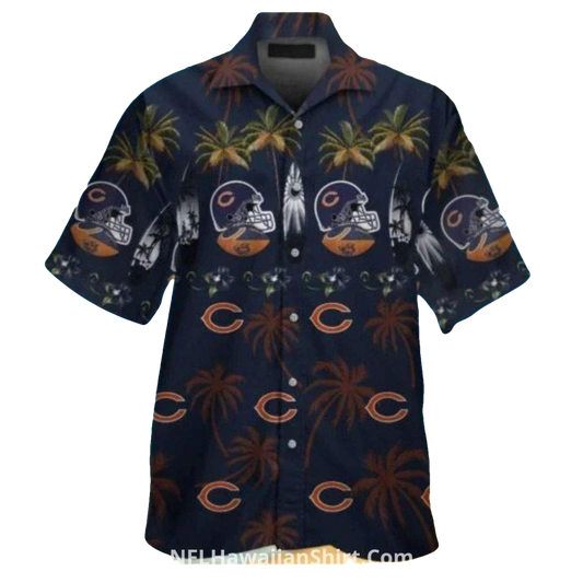 Football Helmet Chicago Bears Aloha Shirt With Tropical Touch - Moonbestprint