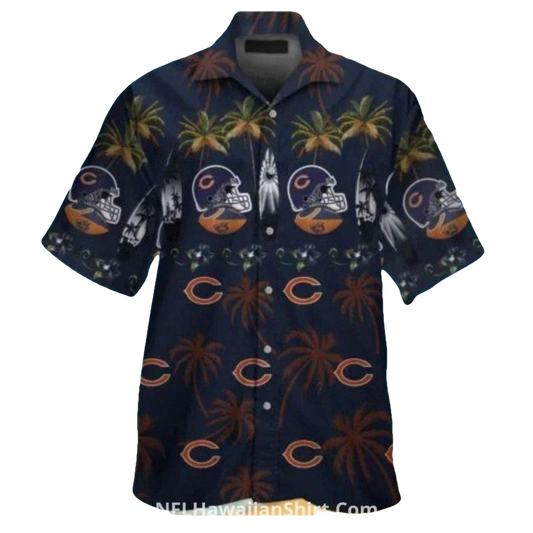Football Helmet Chicago Bears Aloha Shirt With Tropical Touch - Moonbestprint