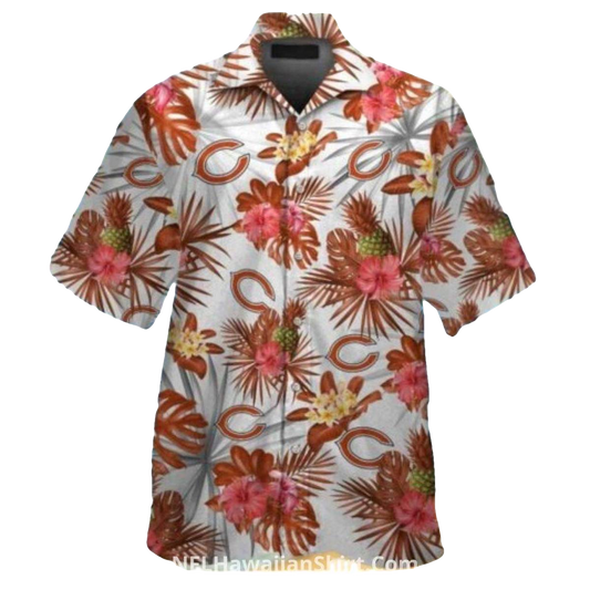 Floral Tropical Chicago Bears Aloha Shirt With Pineapple Theme - Moonbestprint
