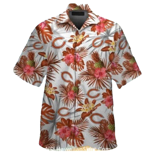 Floral Tropical Chicago Bears Aloha Shirt With Pineapple Theme - Moonbestprint