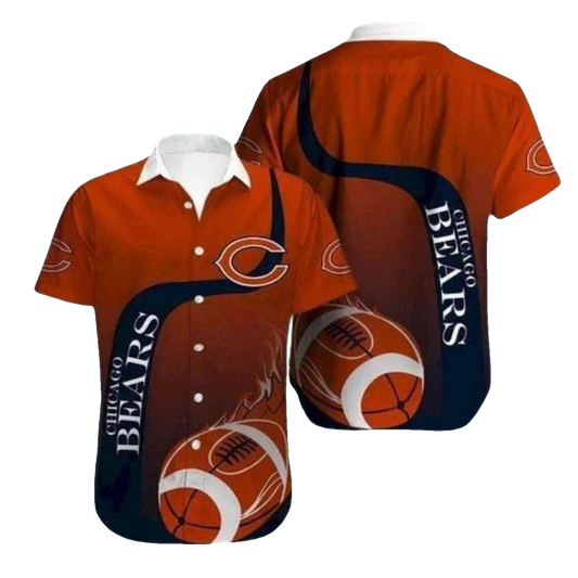 Football Flames Chicago Bears Hawaiian Shirt For Sports Fans - Moonbestprint