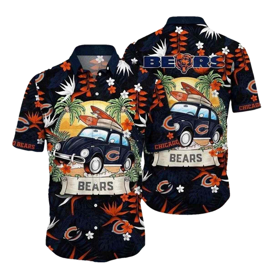 Chicago Bears Vintage Car Cruise Vacation Hawaiian Shirt - Moonbestprint