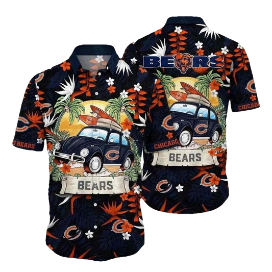 Chicago Bears Vintage Car Cruise Vacation Hawaiian Shirt - Moonbestprint