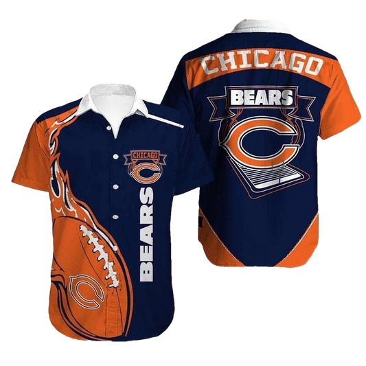 Chicago Bears Tropical Touchdown Flame Ball Hawaiian Shirt - Moonbestprint