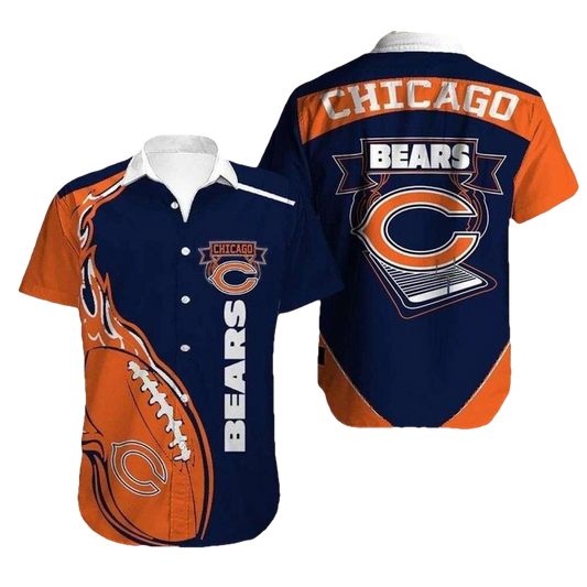 Chicago Bears Tropical Touchdown Flame Ball Hawaiian Shirt - Moonbestprint