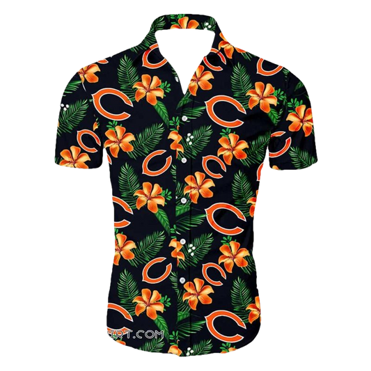 Chicago Bears Tropical Flower Hawaiian Shirt - Moonbestprint