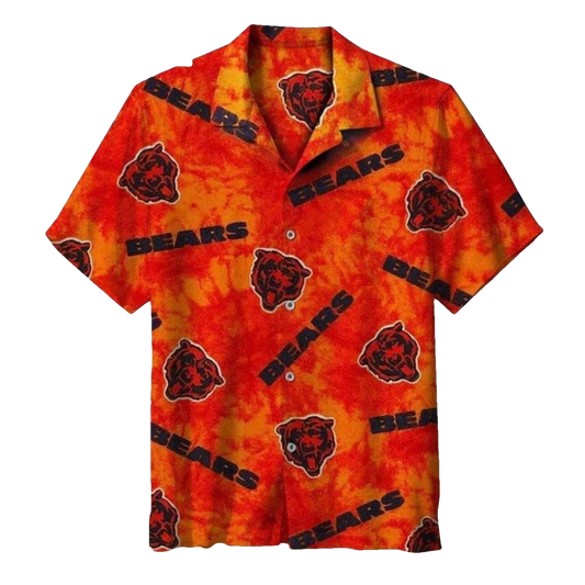 Chicago Bears Tie Dye Orange Logo Hawaiian Shirt - Moonbestprint