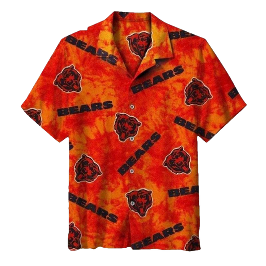 Chicago Bears Tie Dye Orange Logo Hawaiian Shirt - Moonbestprint