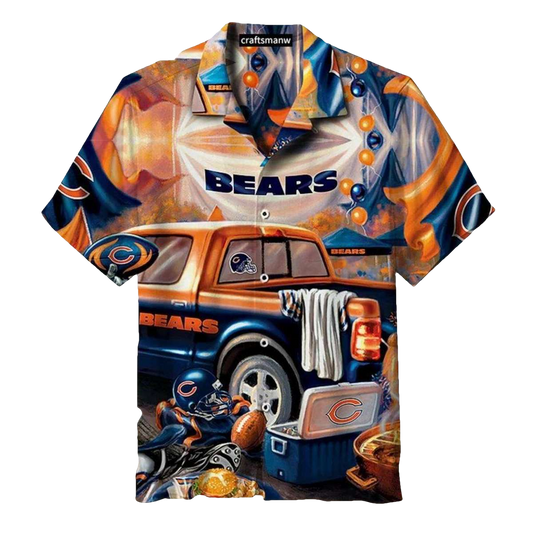 Chicago Bears Tailgate Party Truck And Team Logo Hawaiian Shirt - Moonbestprint