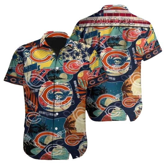Chicago Bears Surf And Turf Retro Hawaiian Shirt - Moonbestprint
