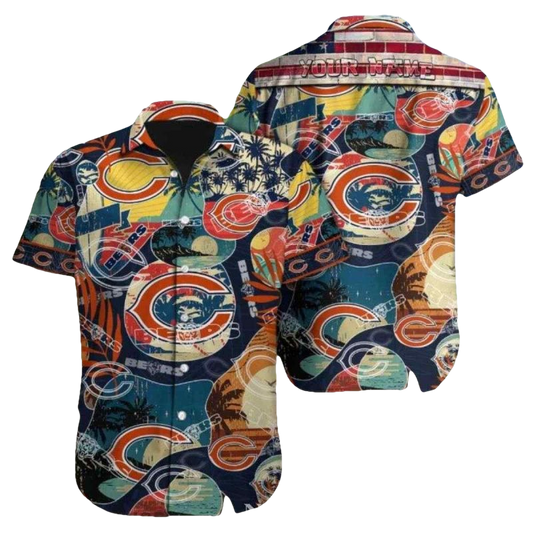 Chicago Bears Surf And Turf Retro Hawaiian Shirt - Moonbestprint