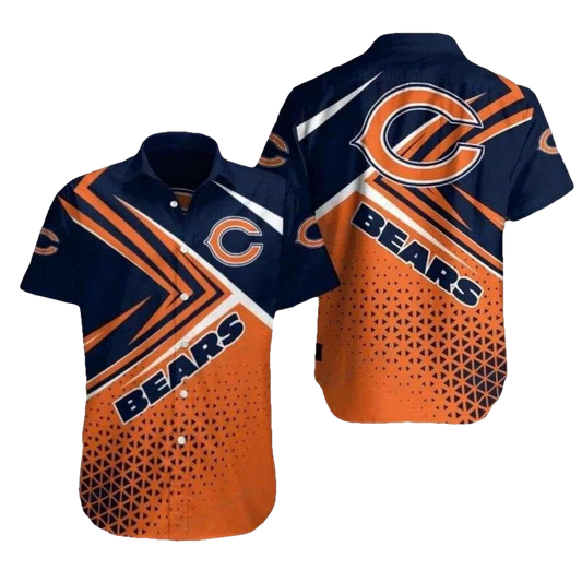 Chicago Bears Sunset Stripes Blue And Orange Hawaiian Shirt - Moonbestprint