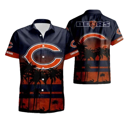 Chicago Bears Sunset Palm Tropical Evening Vibes Hawaiian Shirt - Moonbestprint