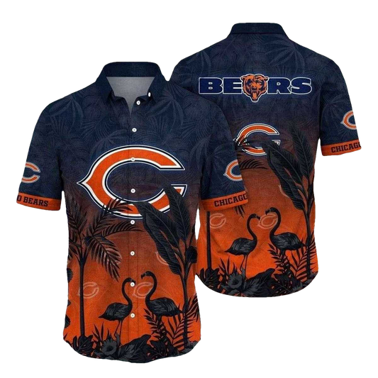 Chicago Bears Sunset Flamingo Hawaiian Shirt - Moonbestprint
