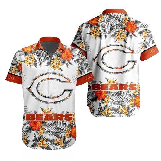 Chicago Bears Sunburst Orange Flair Hawaiian Shirt - Moonbestprint