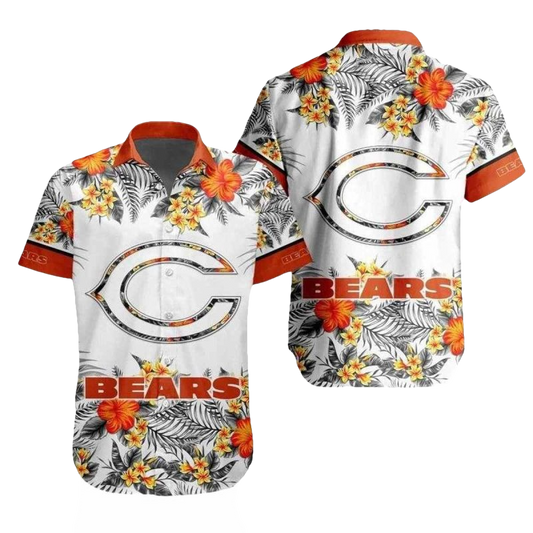 Chicago Bears Sunburst Orange Flair Hawaiian Shirt - Moonbestprint