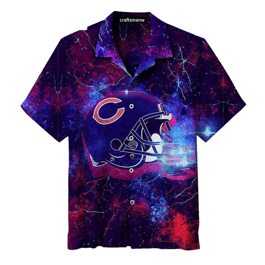 Chicago Bears Space Helmet And Lightning Hawaiian Shirt - Moonbestprint