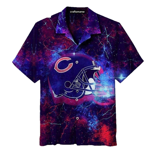 Chicago Bears Space Helmet And Lightning Hawaiian Shirt - Moonbestprint