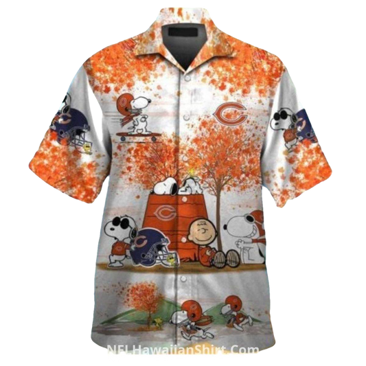 Chicago Bears Snoopy And Charlie Bears Autumn Hawaiian Shirt - Moonbestprint