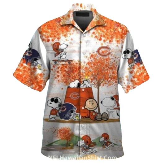 Chicago Bears Snoopy And Charlie Bears Autumn Hawaiian Shirt - Moonbestprint