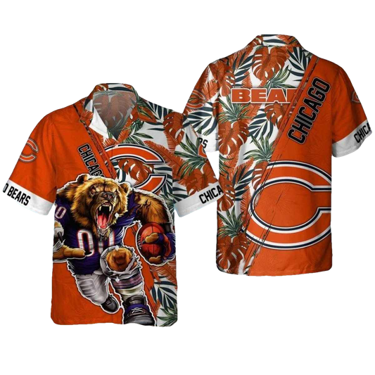 Chicago Bears Roaring Bear Football Hawaiian Shirt - Moonbestprint