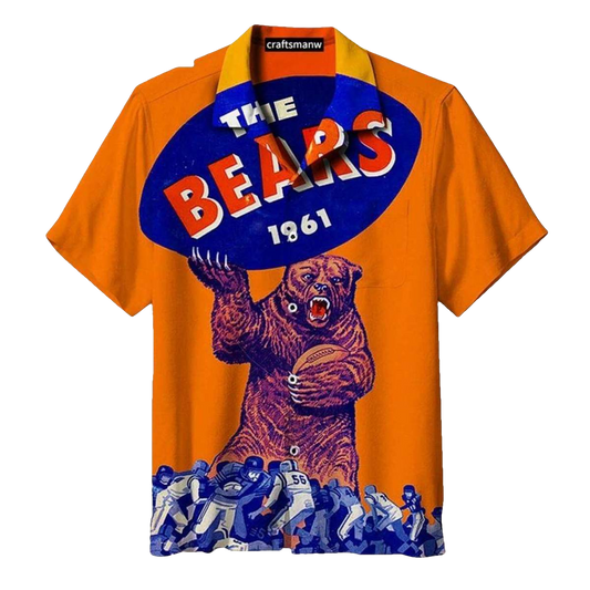 Chicago Bears Retro 1961 Football Bear Hawaiian Shirt - Moonbestprint