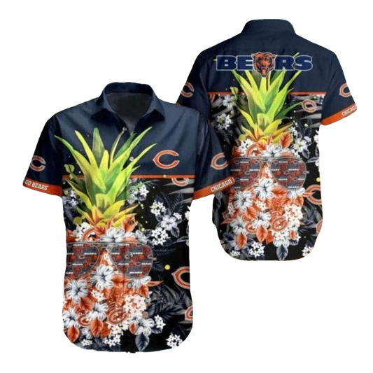 Chicago Bears Pineapple And Floral Hawaiian Shirt - Moonbestprint