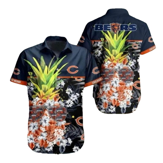 Chicago Bears Pineapple And Floral Hawaiian Shirt - Moonbestprint