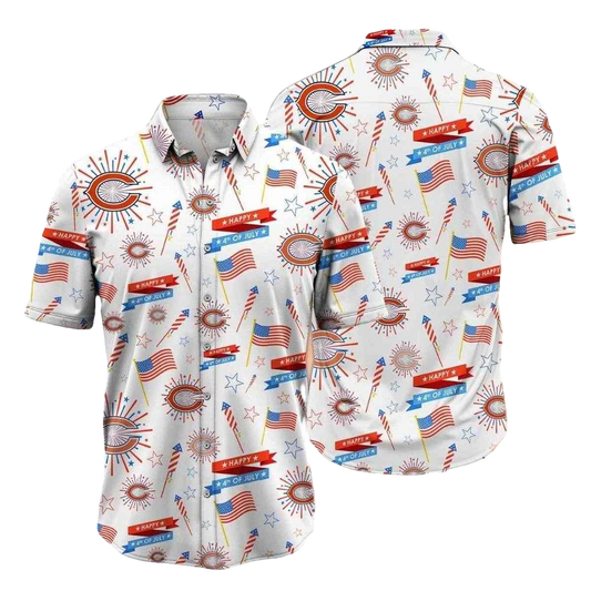 Chicago Bears Patriotic Fireworks 4th Of July Hawaiian Shirt - Moonbestprint