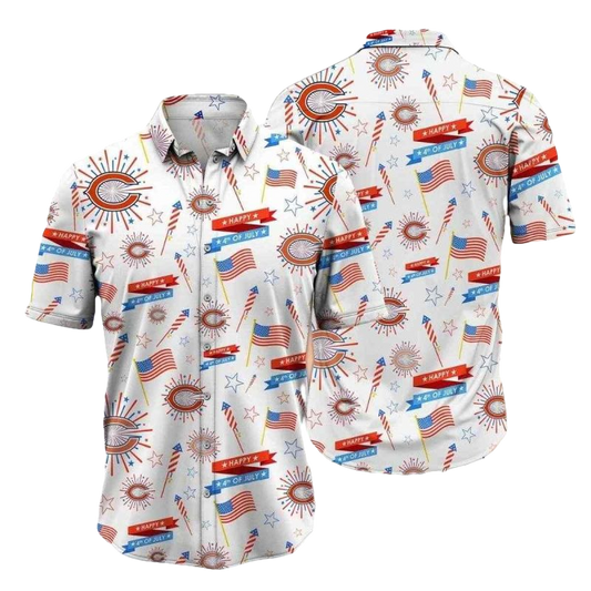 Chicago Bears Patriotic Fireworks 4th Of July Hawaiian Shirt - Moonbestprint