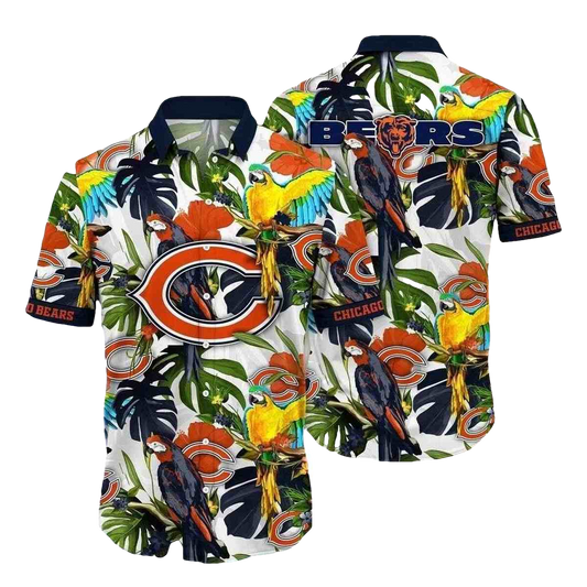 Chicago Bears Parrot Paradise Hawaiian Shirt - Moonbestprint